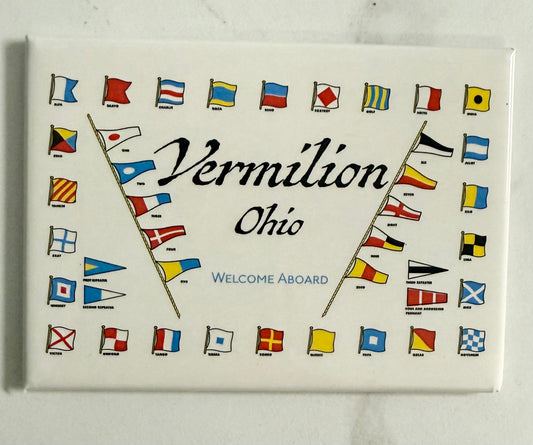 Vermilion Welcome Aboard Code Flags Magnet
