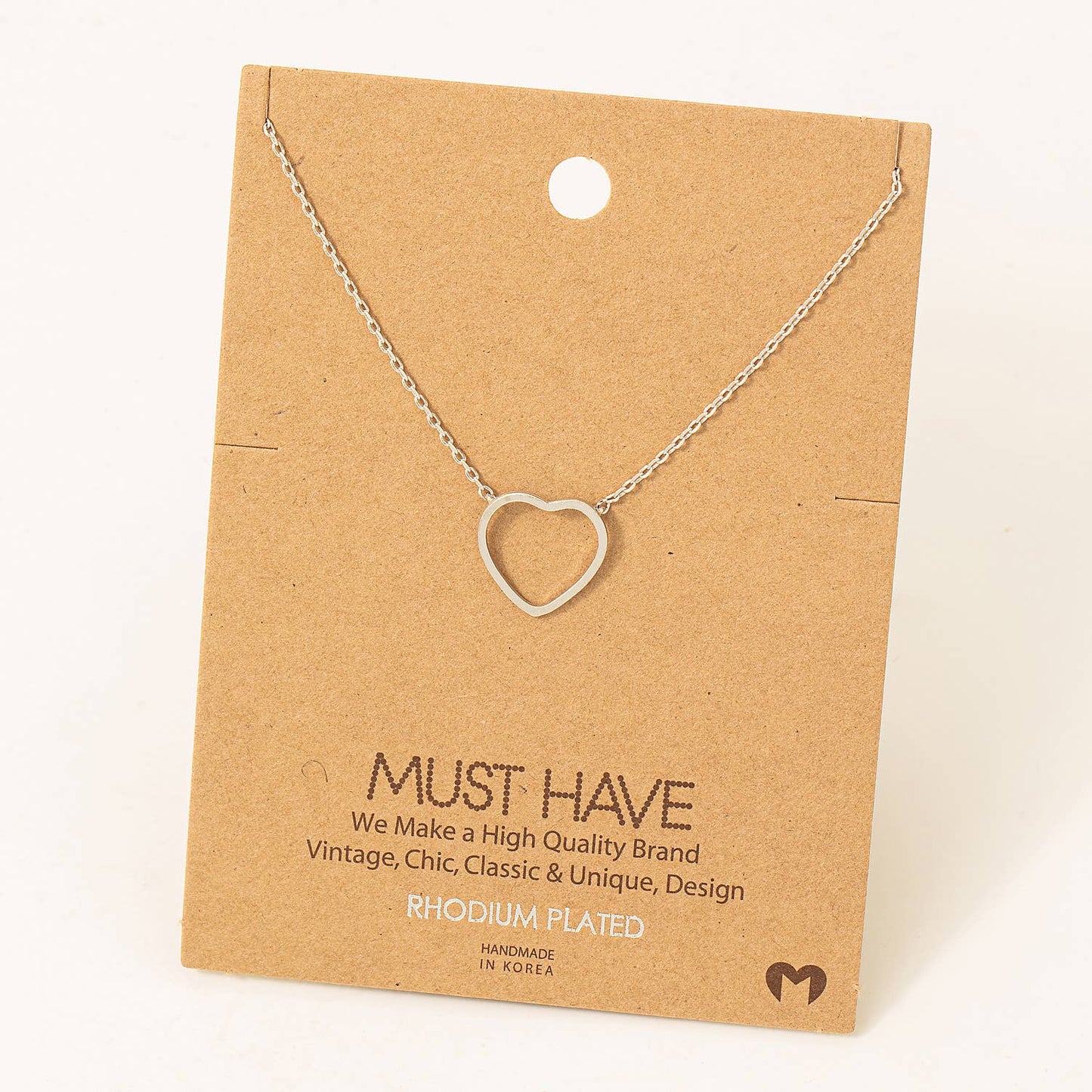 Dainty Heart Outline Pendant Necklace