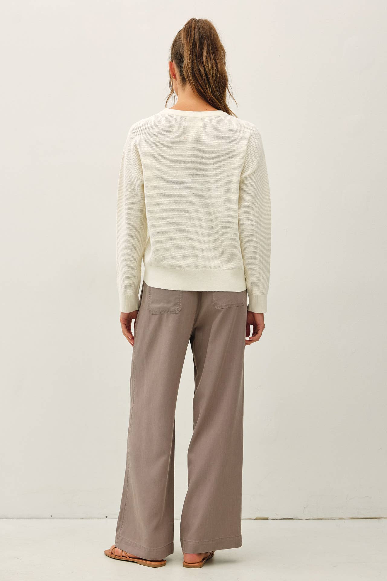 EARTH GREY TENCEL WIDE LEG PANTS