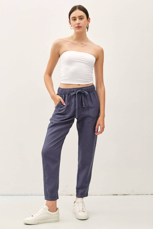 SLATE BLUE LARA TENCEL ANKLE PANTS