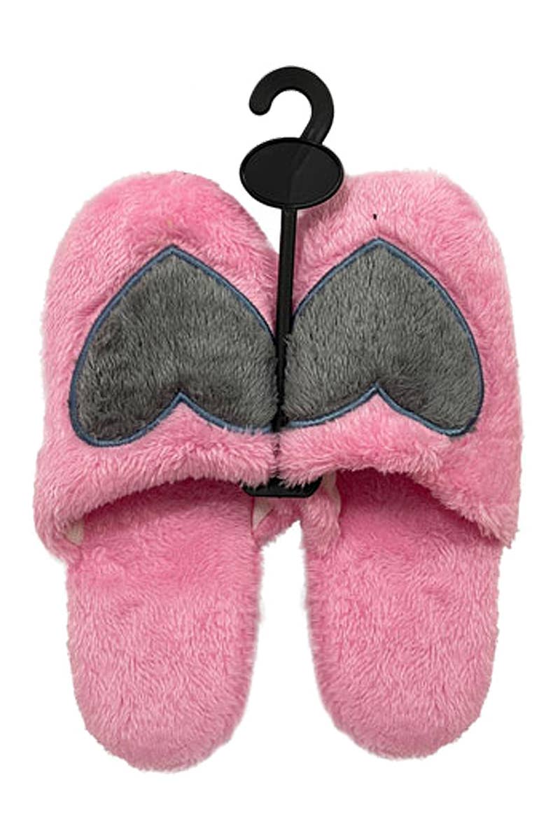 Big Heart Fuzzy Fleece Foam Lounge Slipper Slides