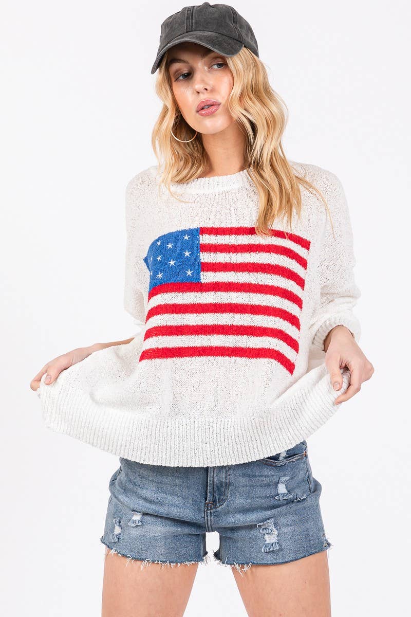 AMERICAN FLAG LIGHT SWEATER