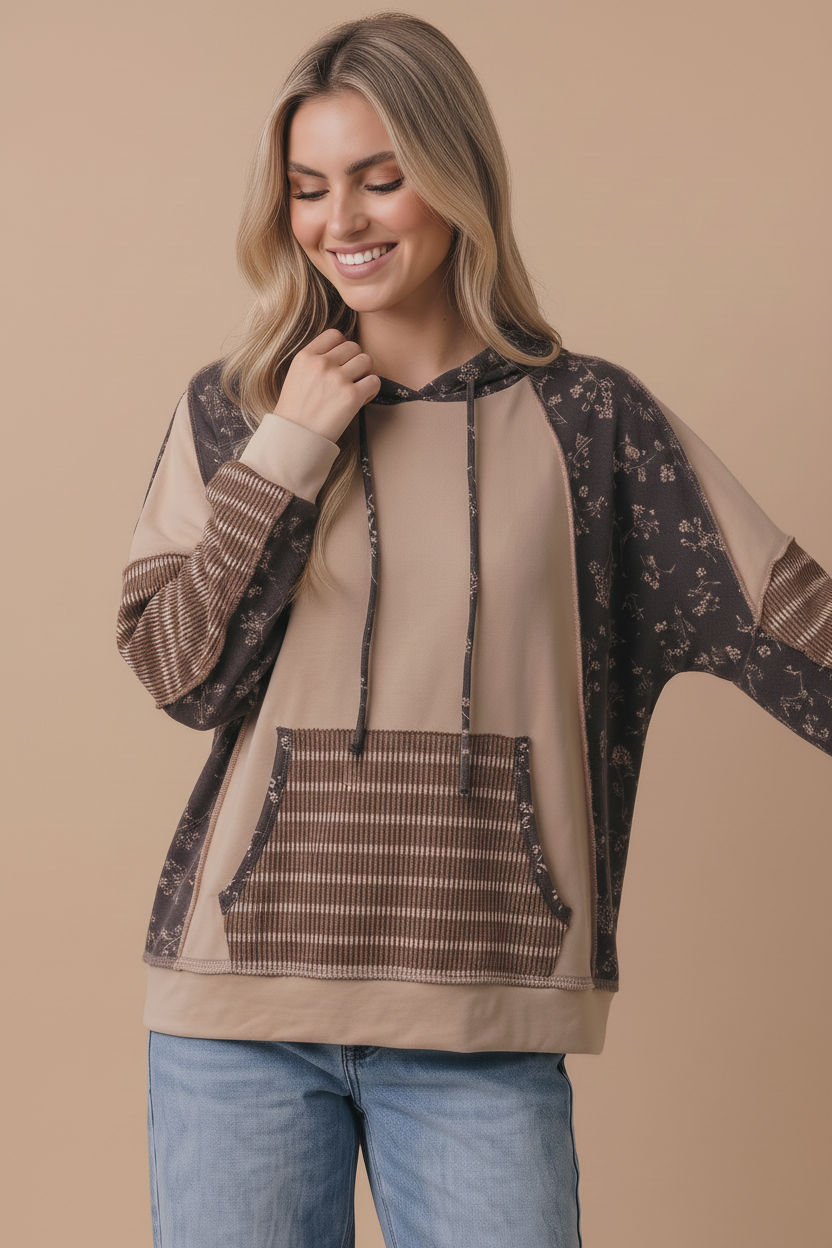 Mocha Oversized Kangaroo Pocket Hoodie