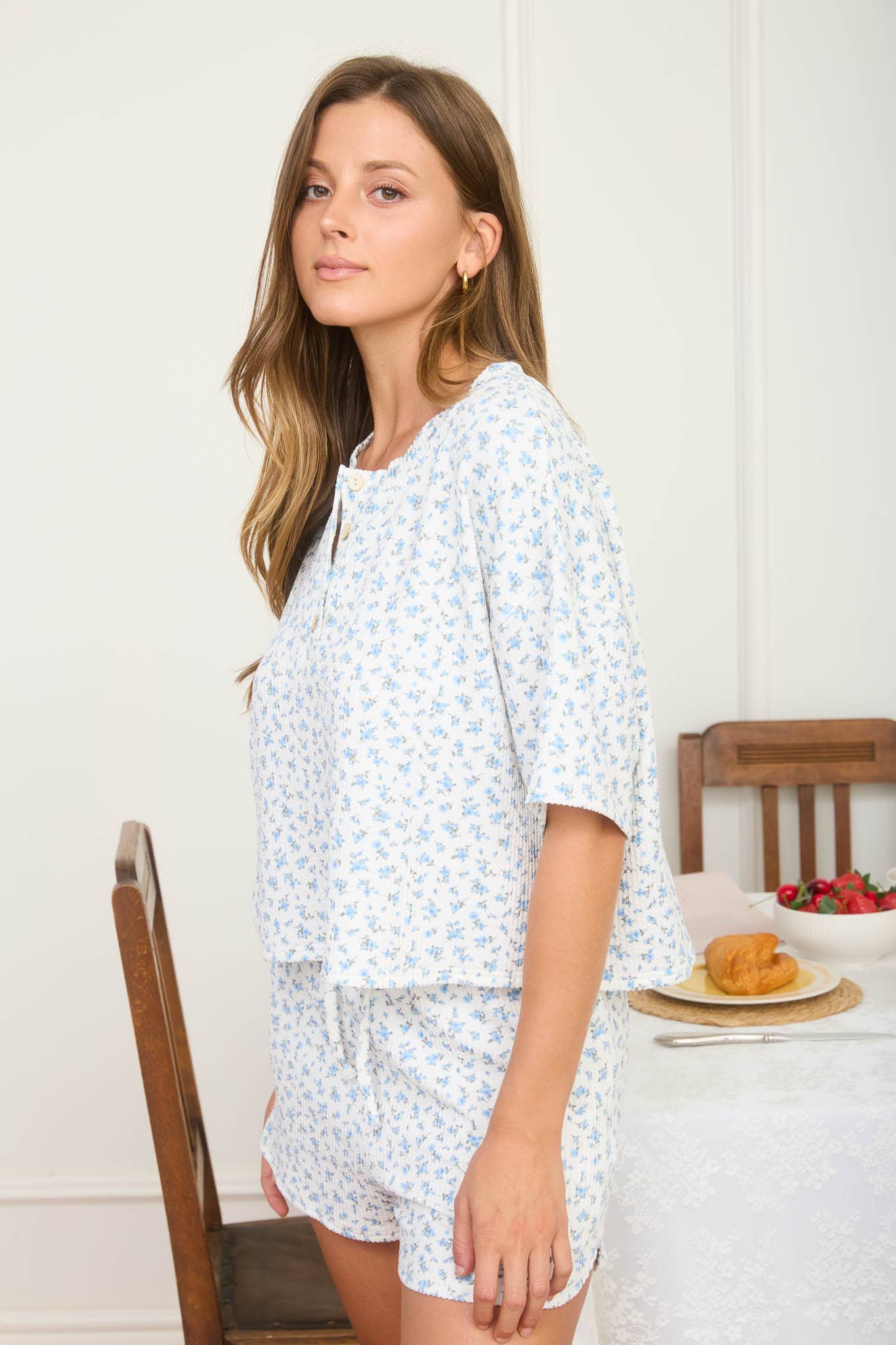 Floral Short Sleeve + Shorts Knit Set