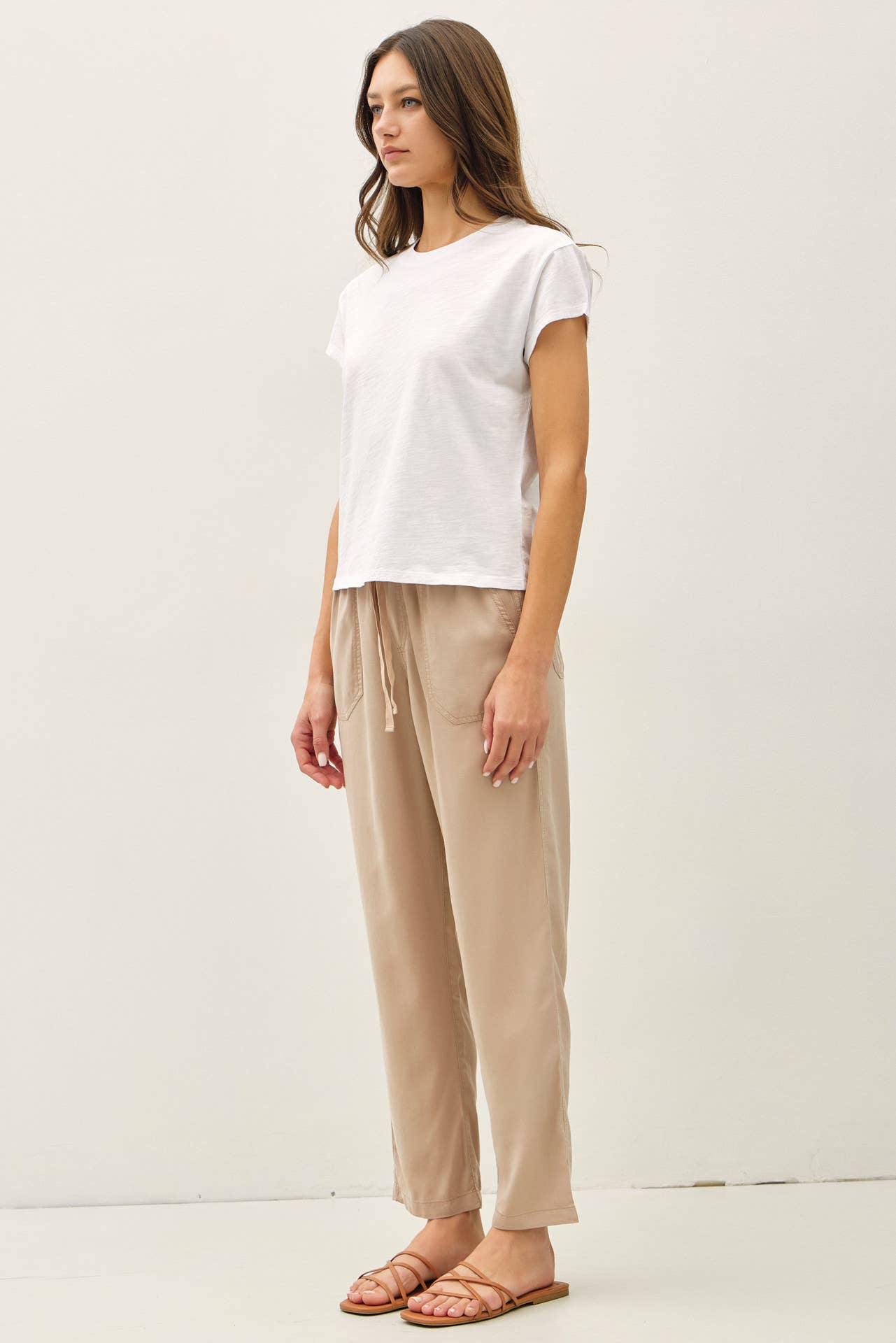 DESERT SAND TENCEL ANKLE PANTS