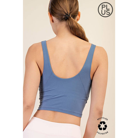 V Neck Yoga Bra Top - Paradise Blue