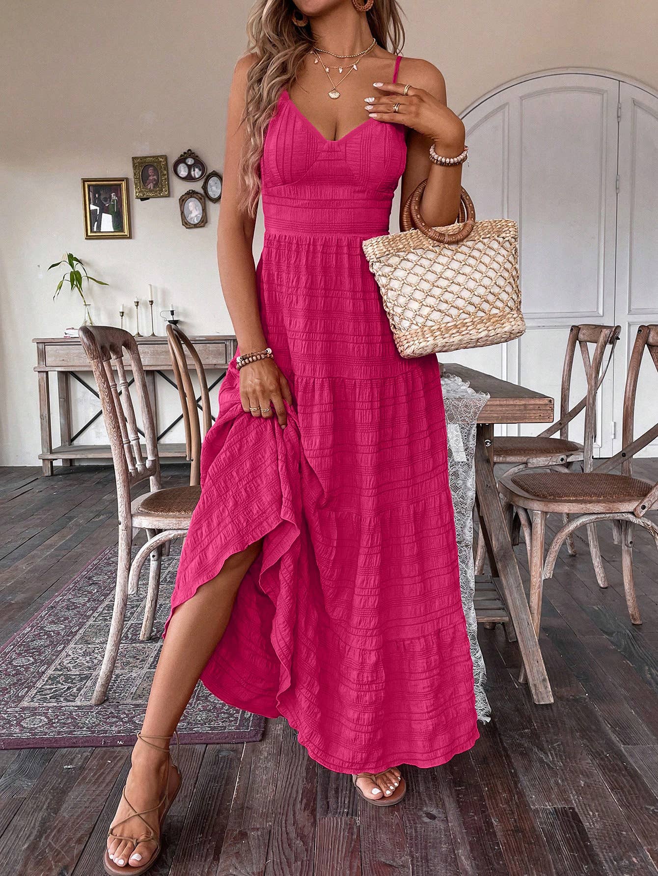 Rose Halter bow lace-up dress