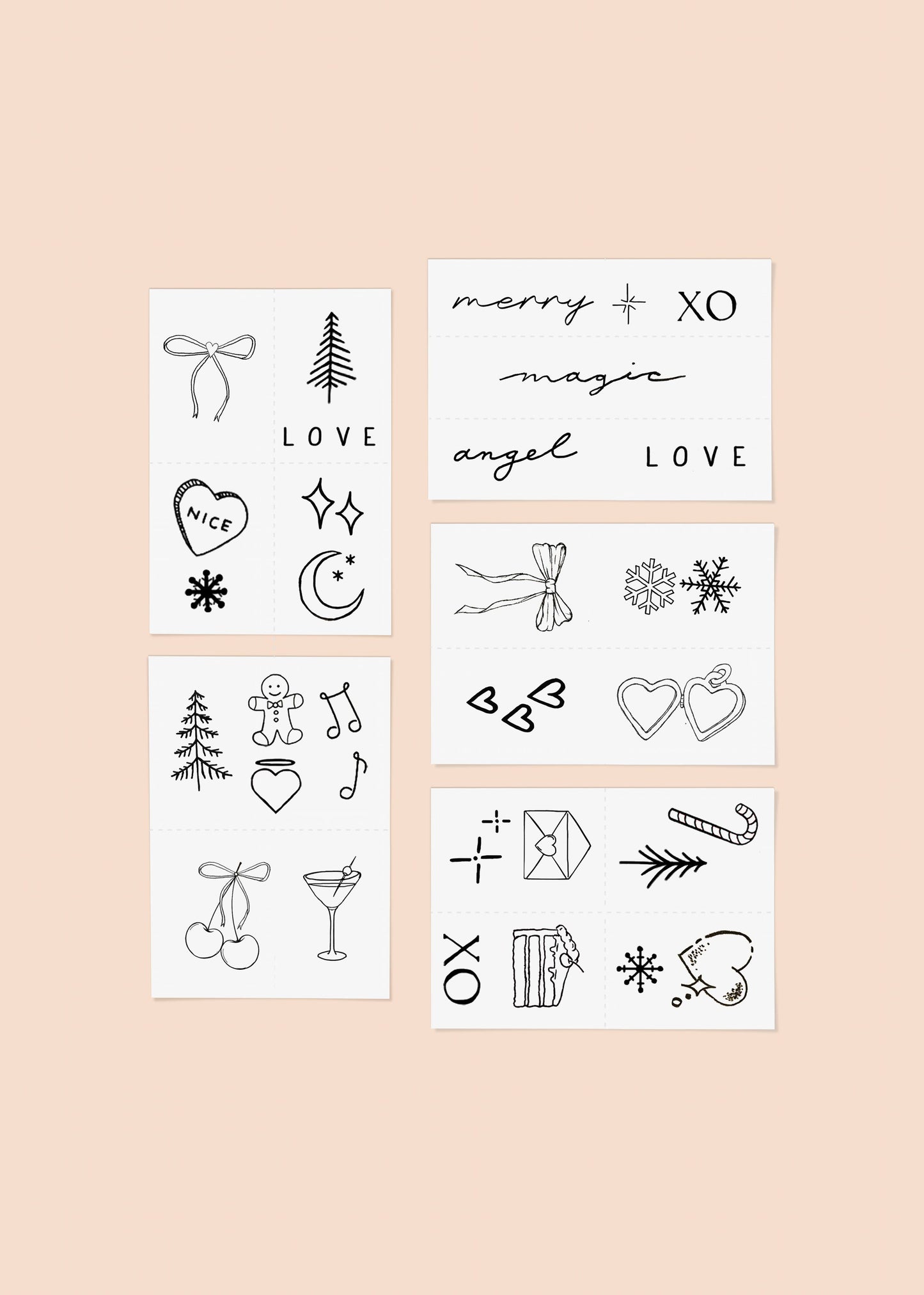 Holiday Ornament Temporary Tattoo Pack