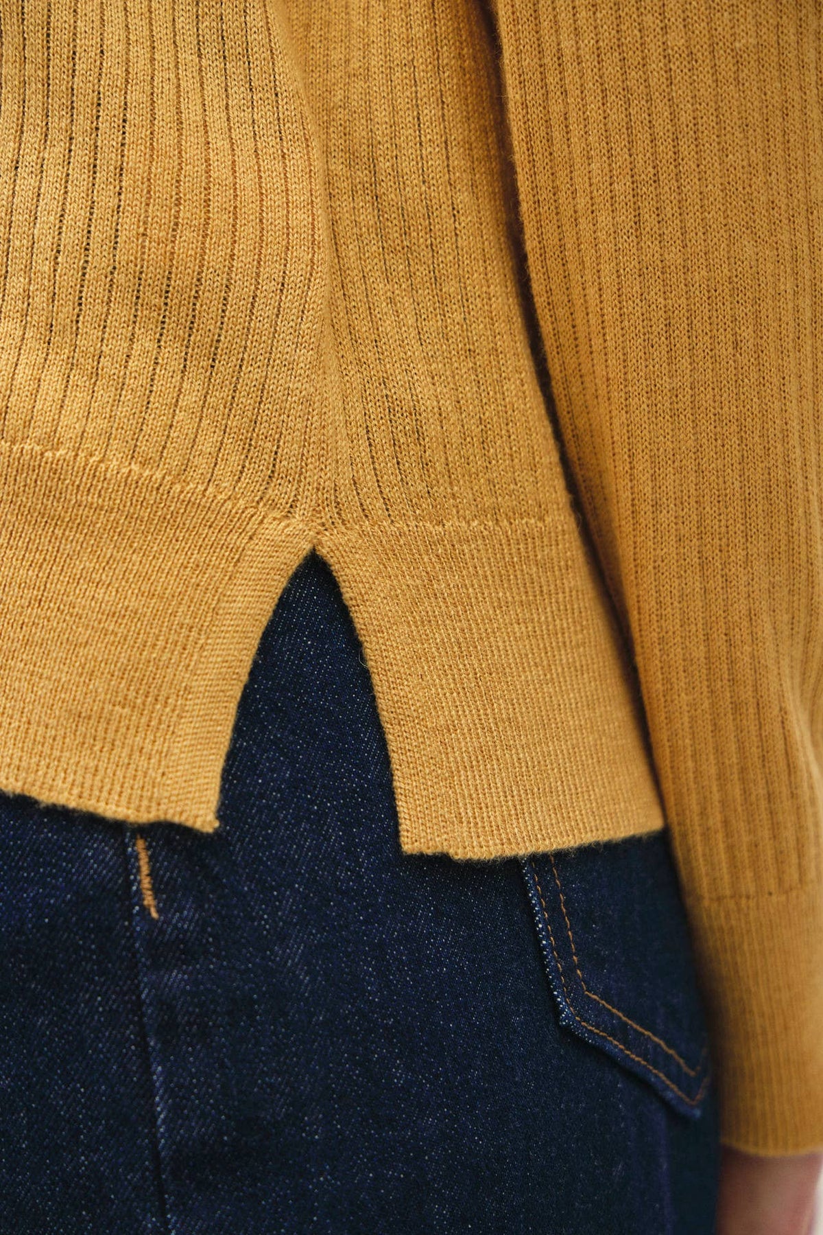 DIJON WOOL BLEND MOCK NECK RIP SWEATER