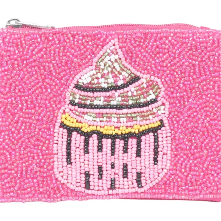 Cupcake Beaded Coin Purse 