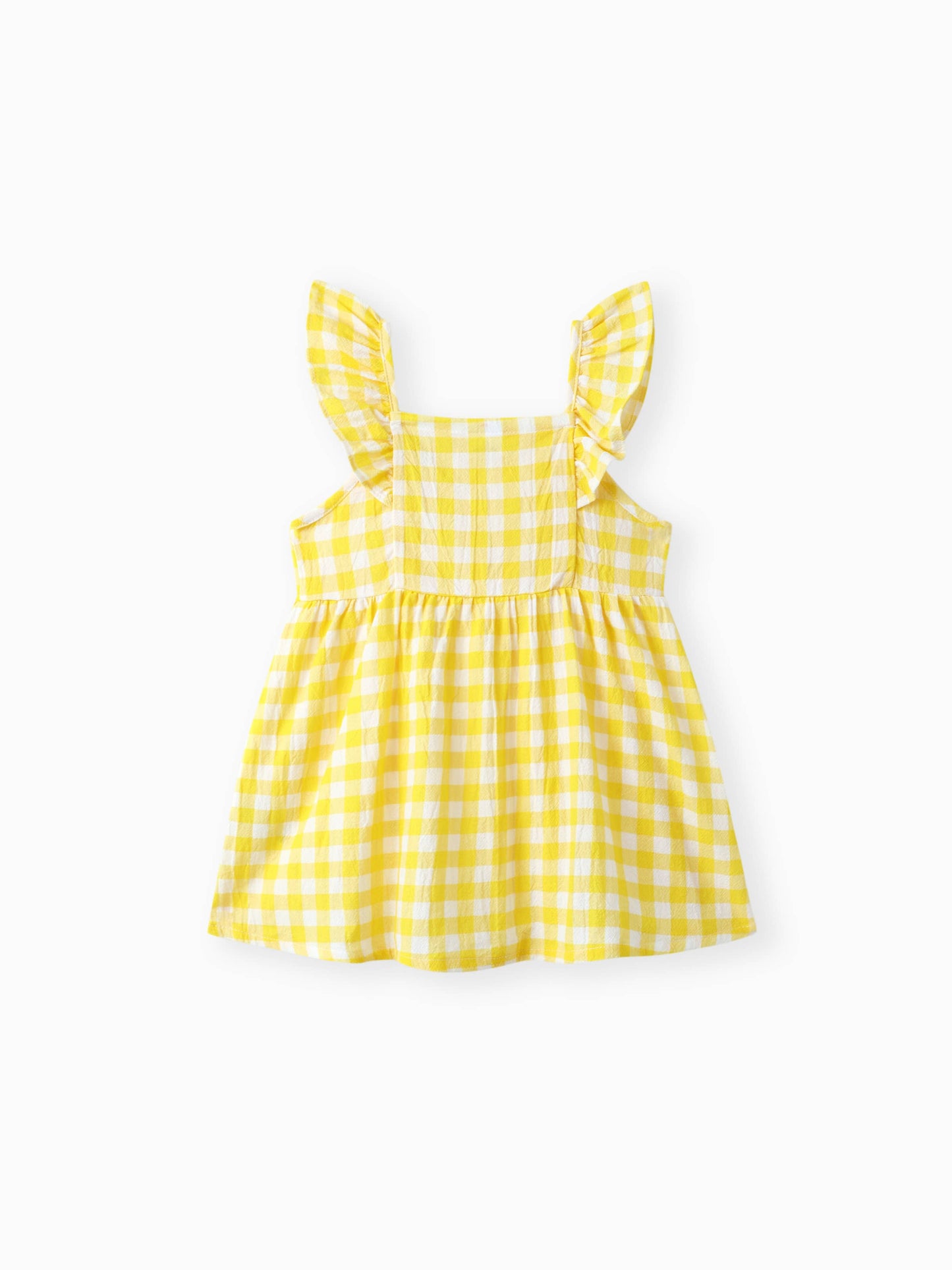 Lemon Checkered Girls Dress