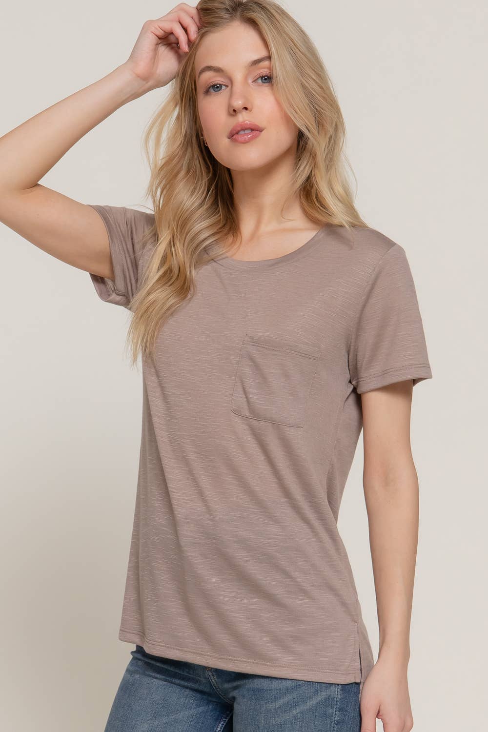 Stone Khaki Pocket Slub Tee