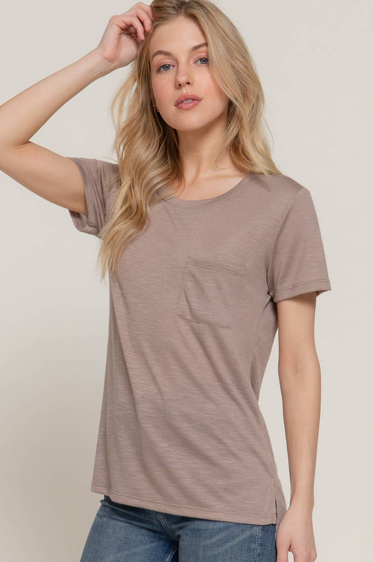 Stone Khaki Pocket Slub Tee