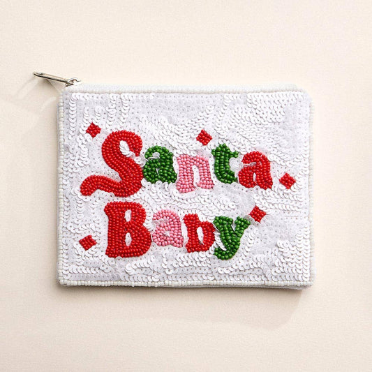 Santa Baby Beaded Mini Pouch Bag