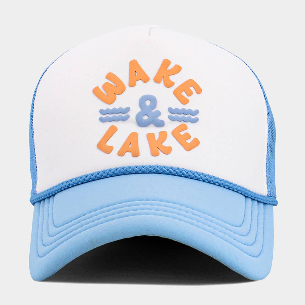 Wake + Lake Blue Mesh Back Trucker Hat