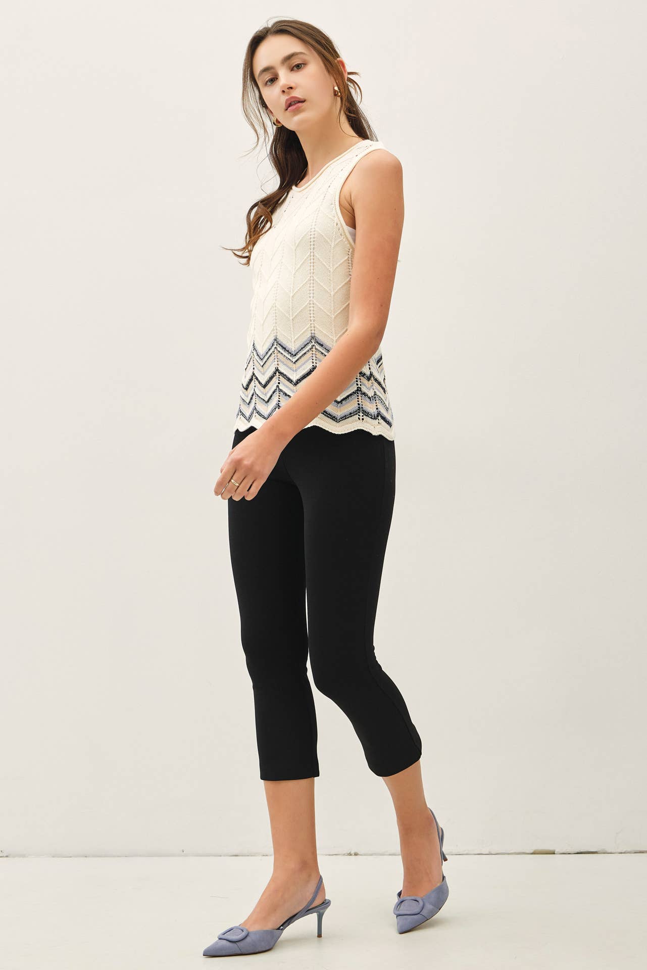 Indigo Chevron Knit Tank