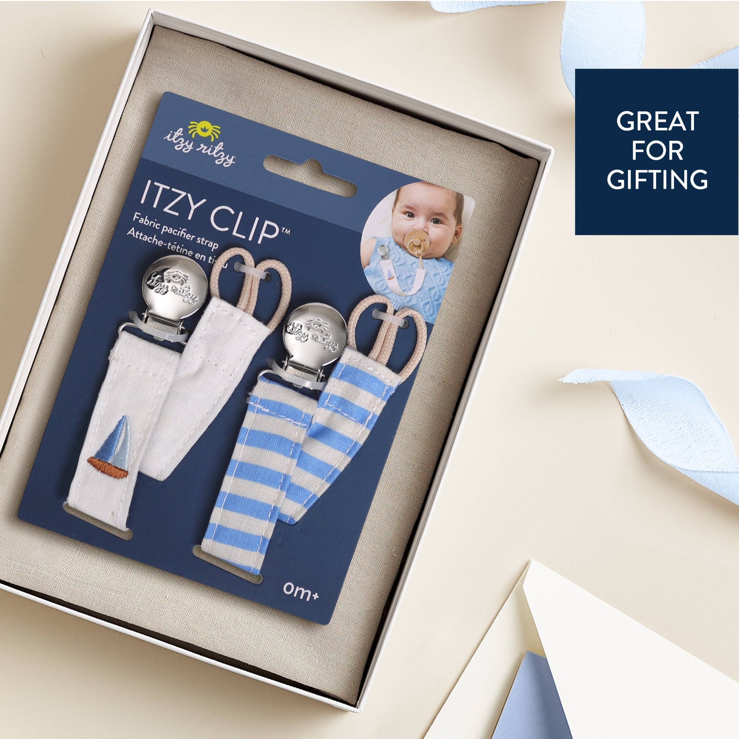 Nautical Itzy Clip™ - Fabric Pacifier Strap