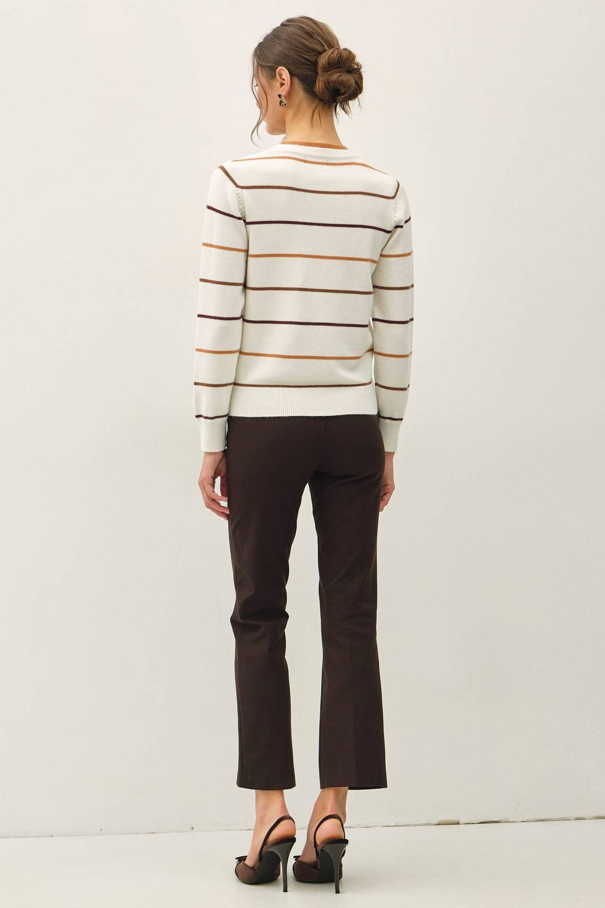 IVORY DOUBLE LAYERED STRIPED SWEATER