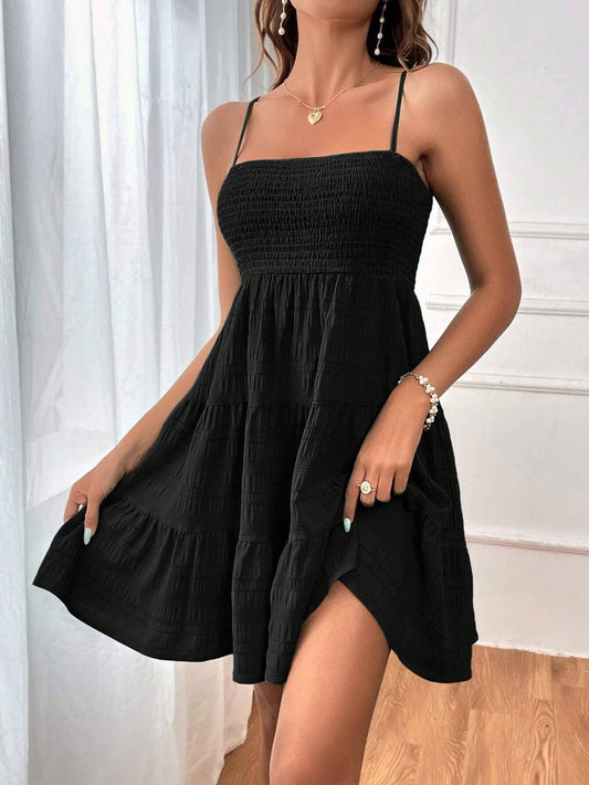 Black Strappy Textured Dress