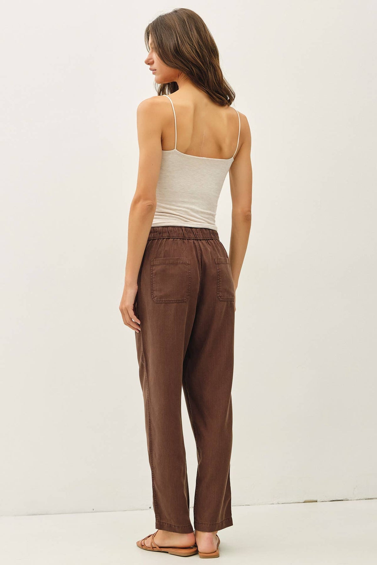 DEEP CHOCOLATE TENCEL TAPERED PANTS