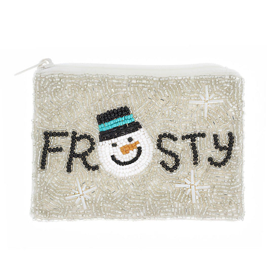 Snowflake Frosty Beaded Coin Bag
