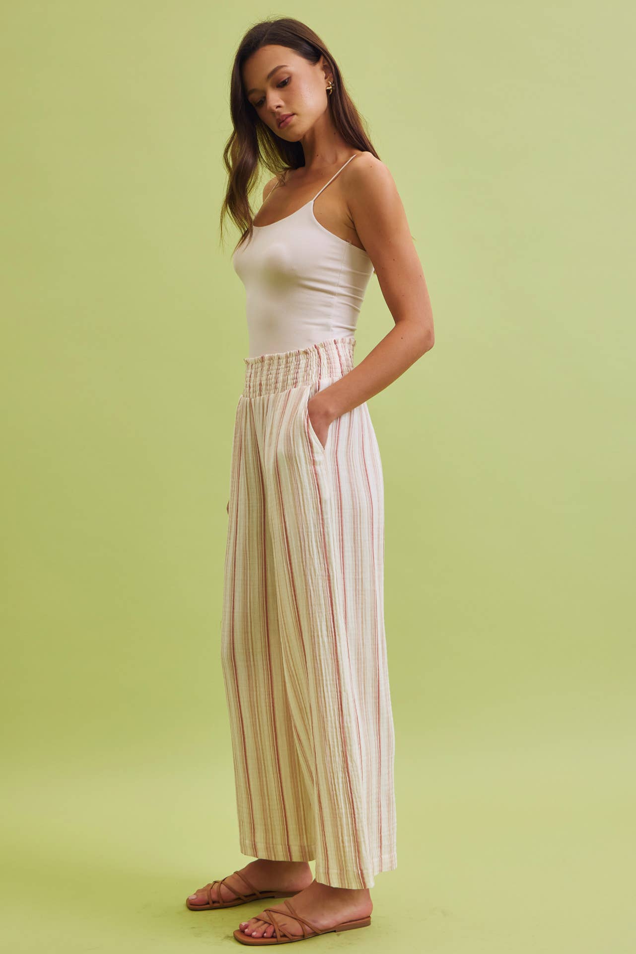 Terracotta Double Gauze Wide Leg Pants