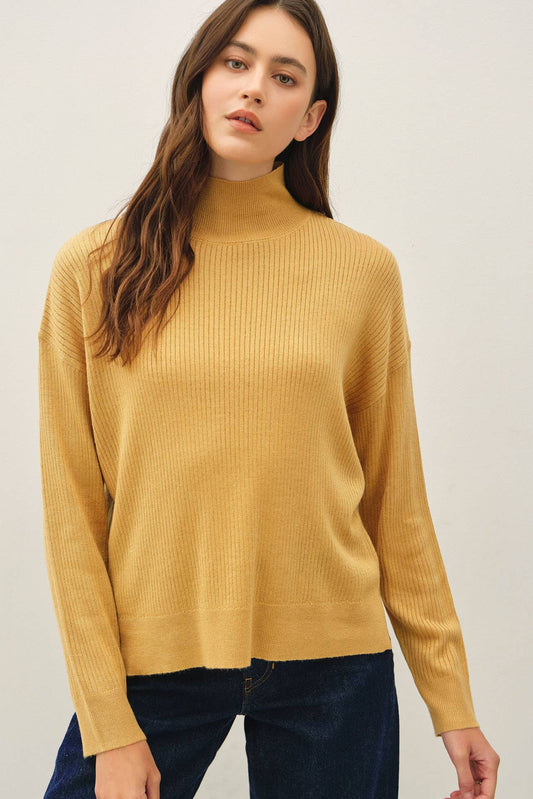 DIJON WOOL BLEND MOCK NECK RIP SWEATER