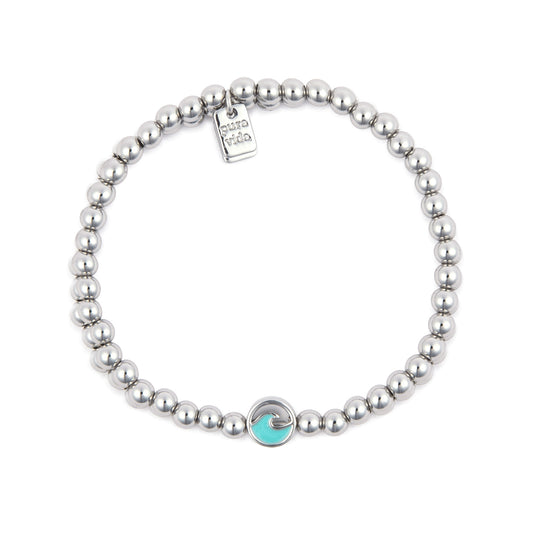 Enamel Wave Stretch Bead Bracelet