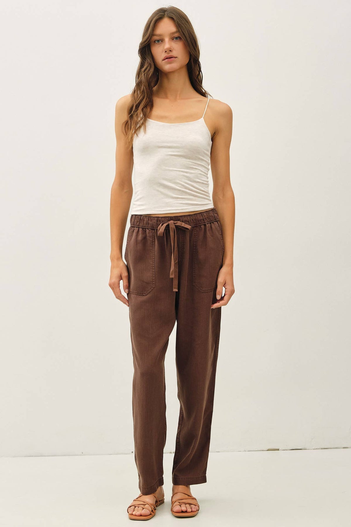 DEEP CHOCOLATE TENCEL TAPERED PANTS
