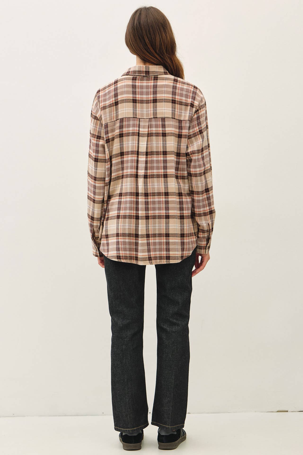 TAUPE OVERSIZED FLANNEL SHIRT