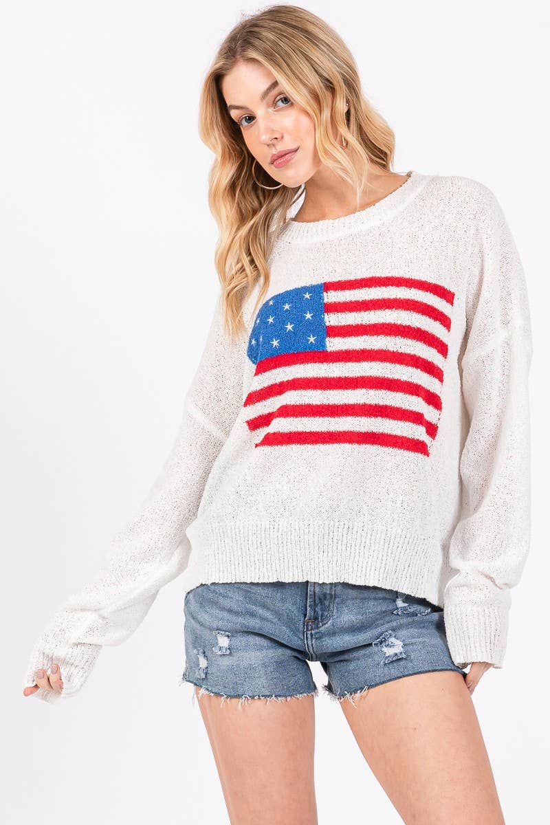 AMERICAN FLAG LIGHT SWEATER