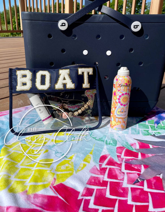Boat Chenille Letter Clear Pouch