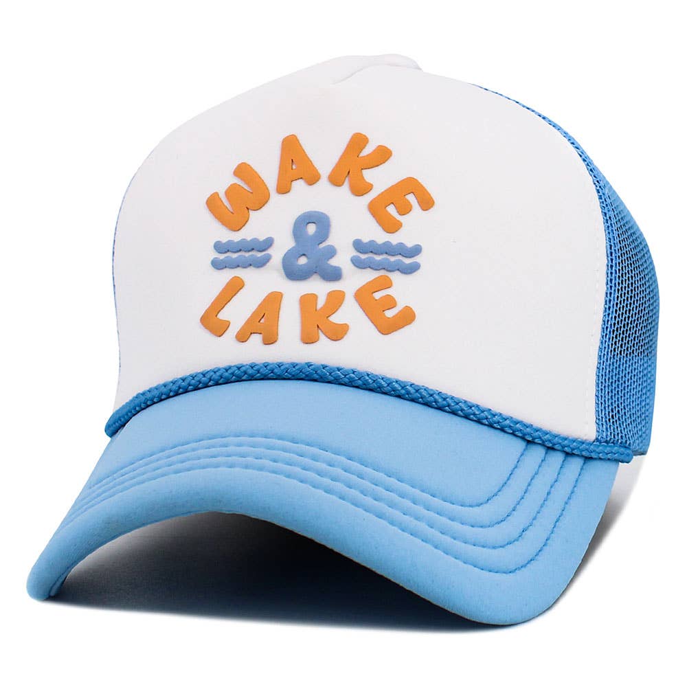 Wake + Lake Blue Mesh Back Trucker Hat
