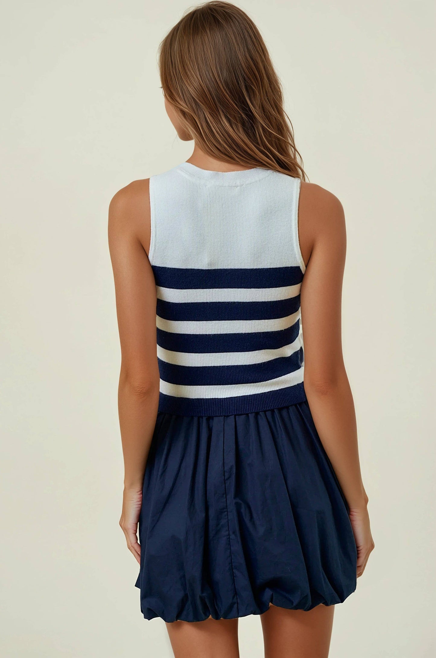 Striped Knit Bubble Hem Mini Dress