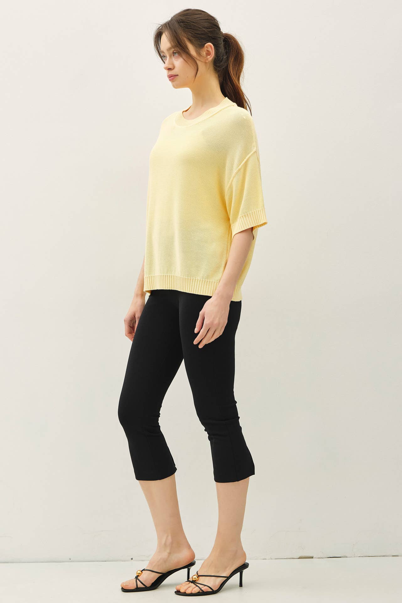 Yellow Oversize Raw Edge Sweater