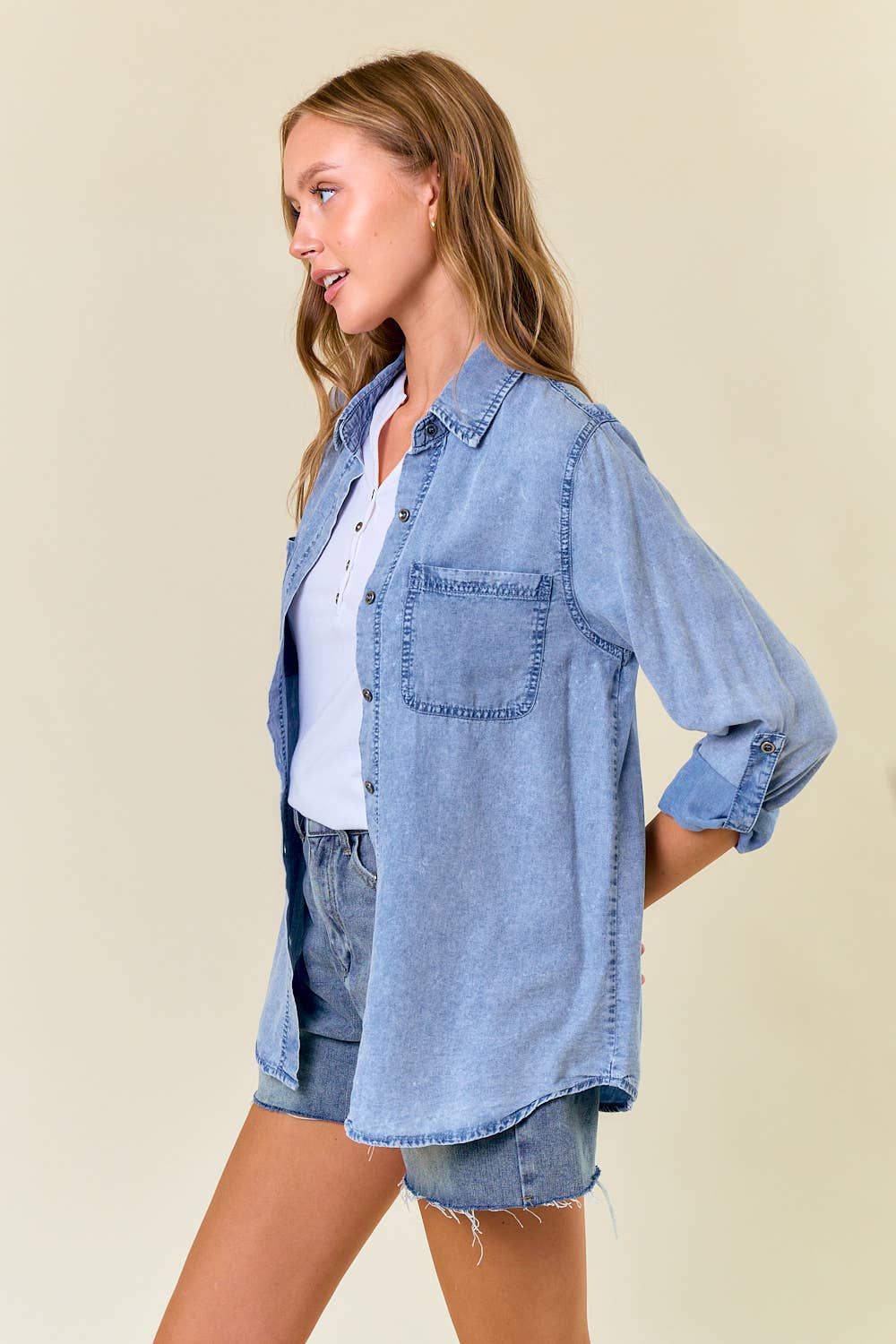 Chambray Shirt W Pockets