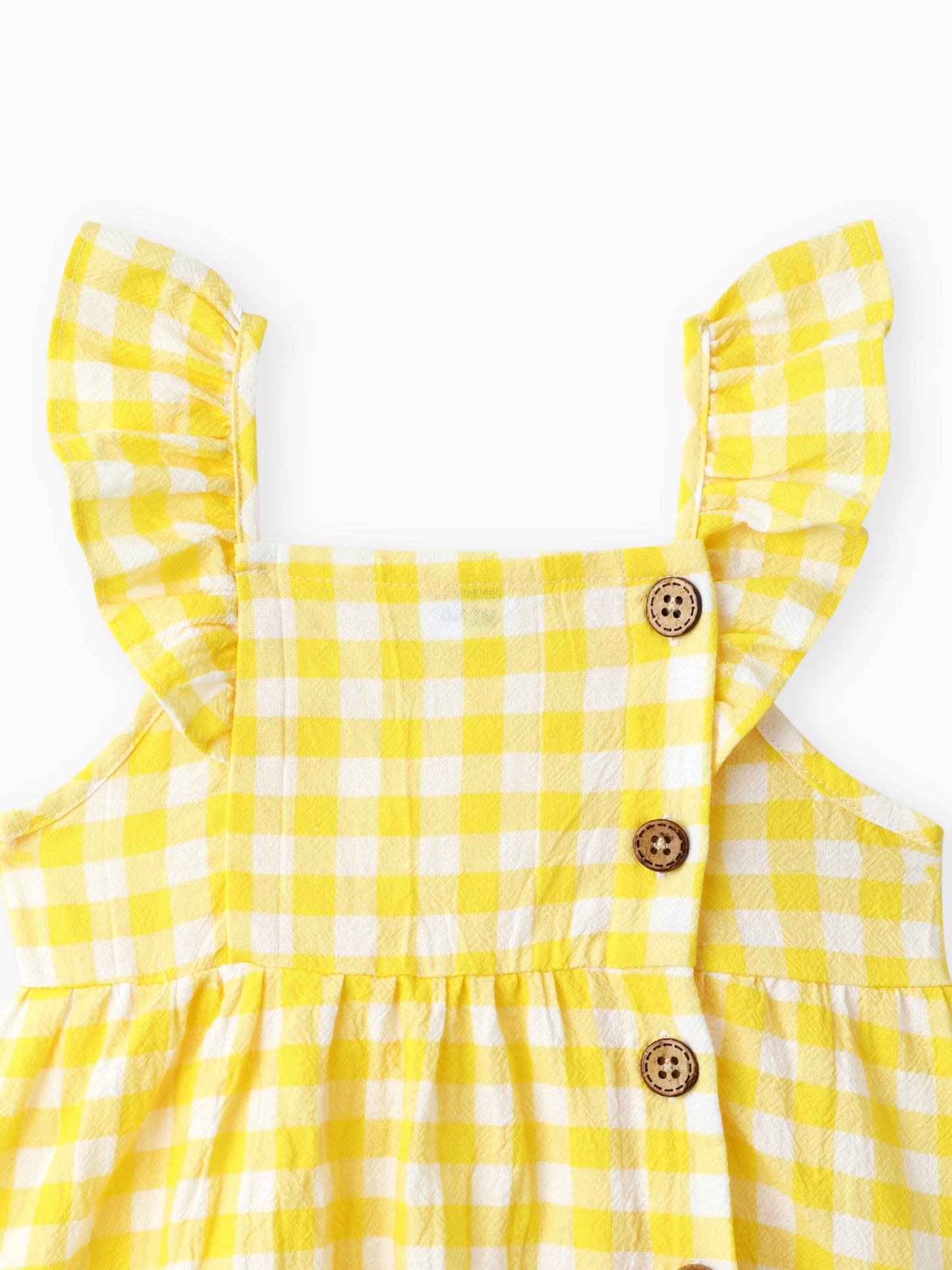 Lemon Checkered Girls Dress