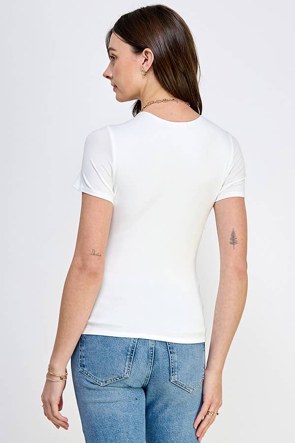 WHITE CREWNECK DOUBLE LAYERED TOP