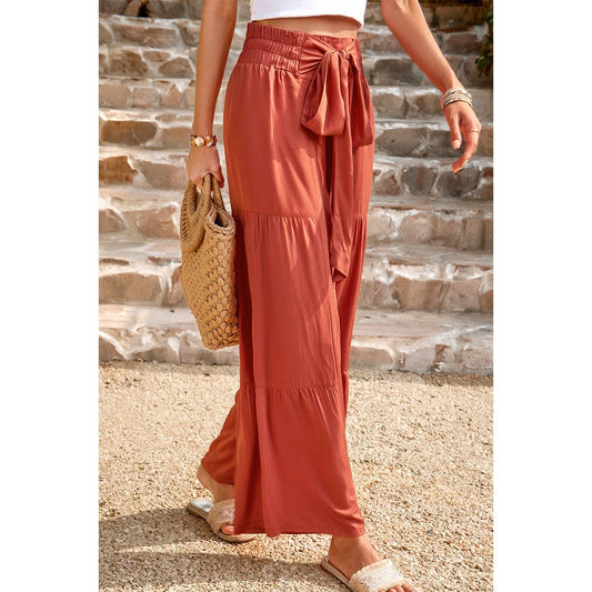 High Waist Knot Elastic Solid Pant