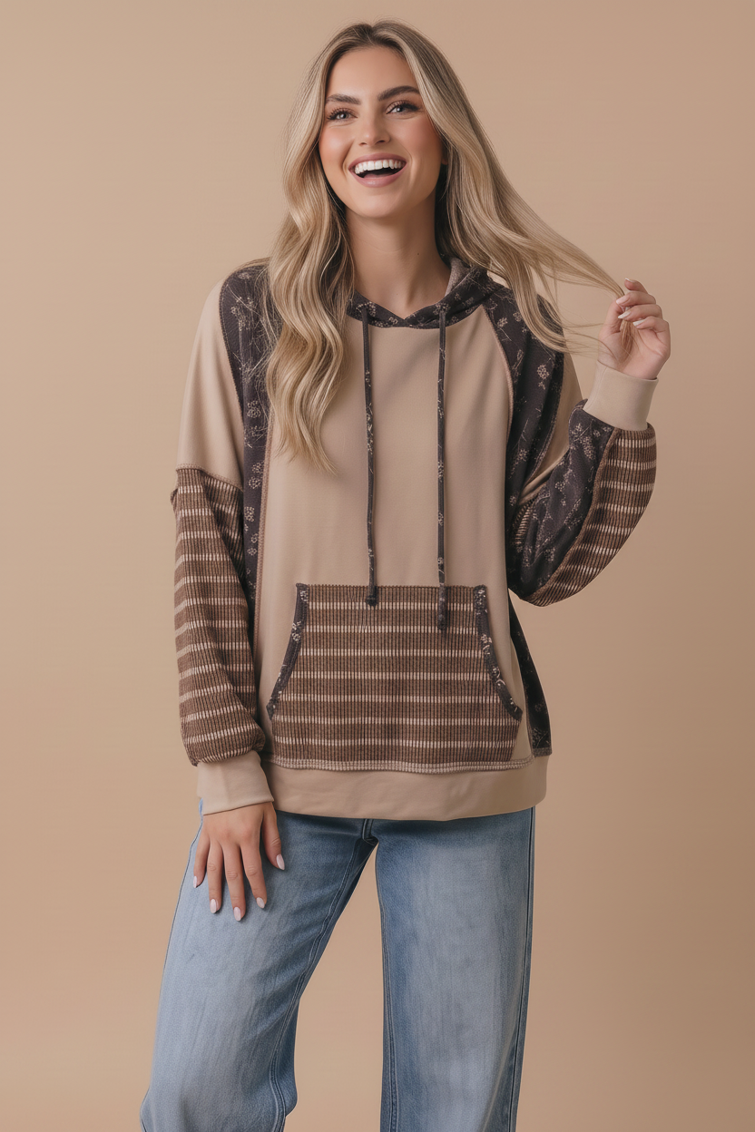 Mocha Oversized Kangaroo Pocket Hoodie