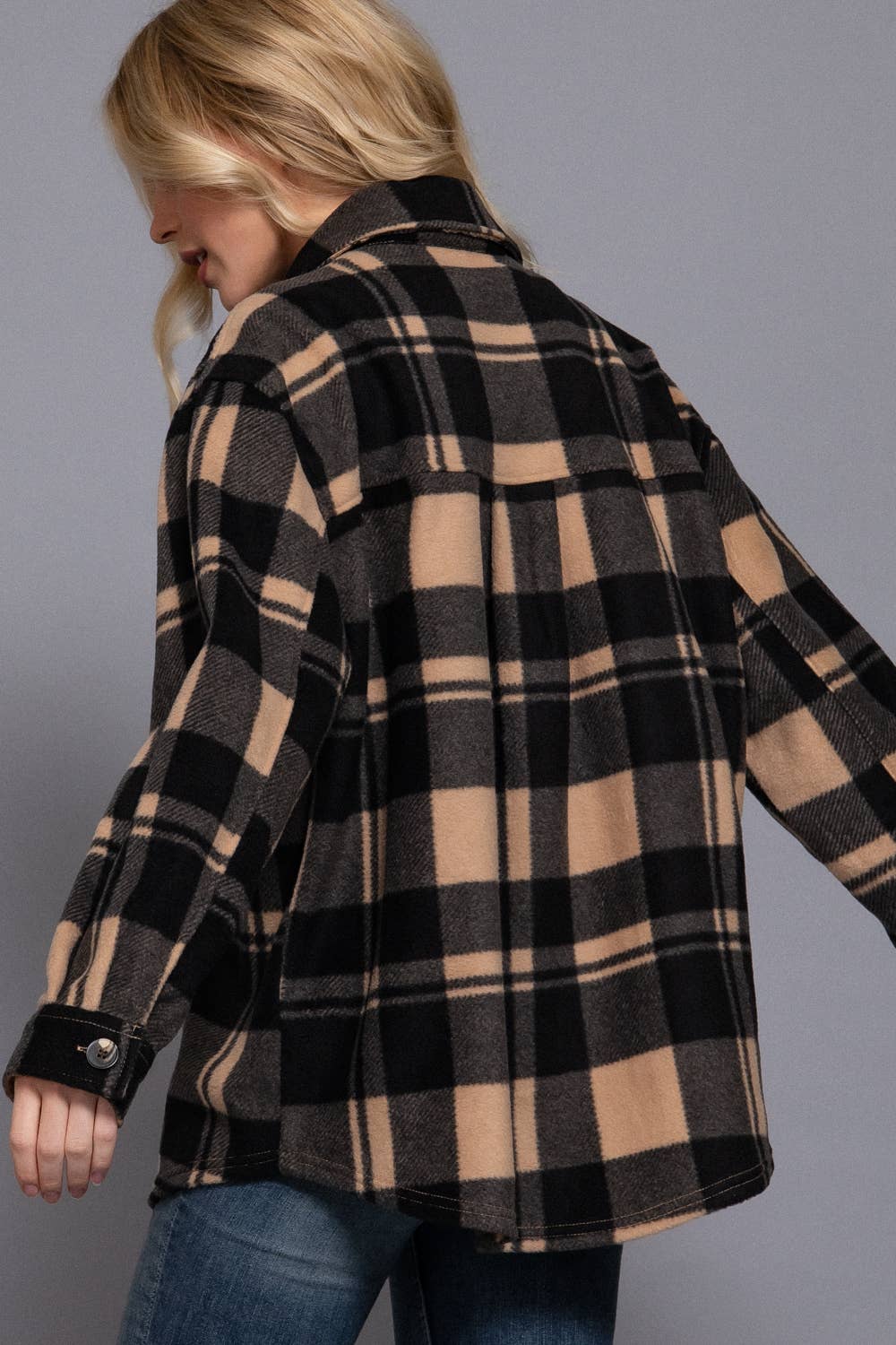Black + Tan Fleece Shacket