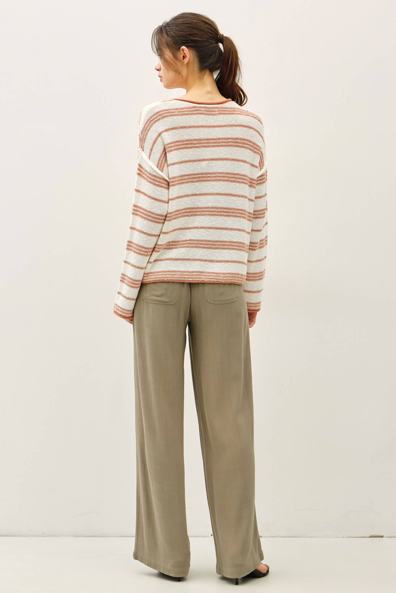 POPPY TEXTURED STRIPE OVERSIZED SWEATER