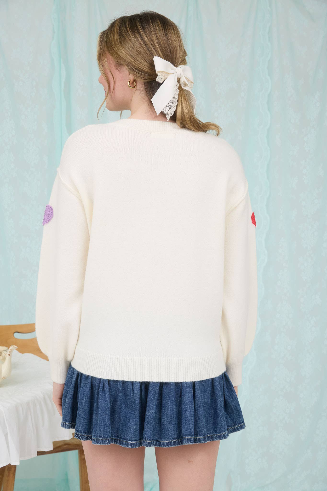 Multicolor Heart Crewneck Sweater