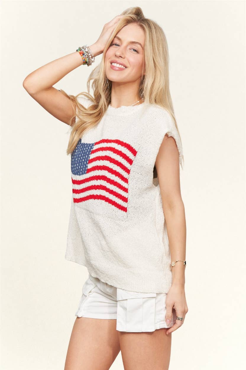 American Flag Knit Top