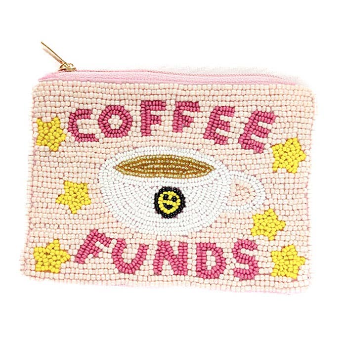 Coffee Beaded Coin Purse