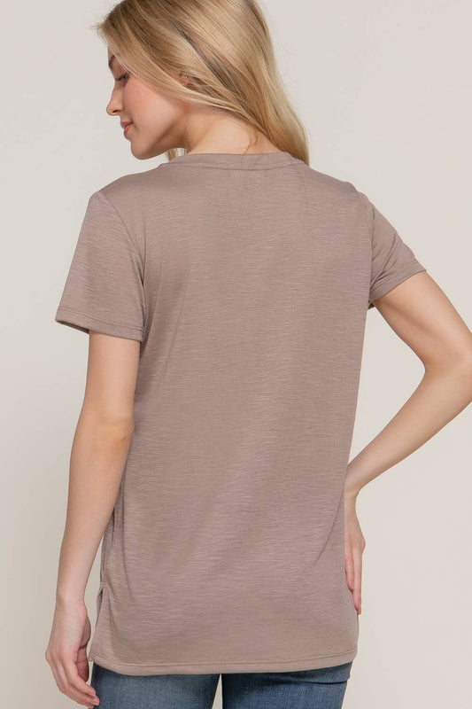 Stone Khaki Pocket Slub Tee