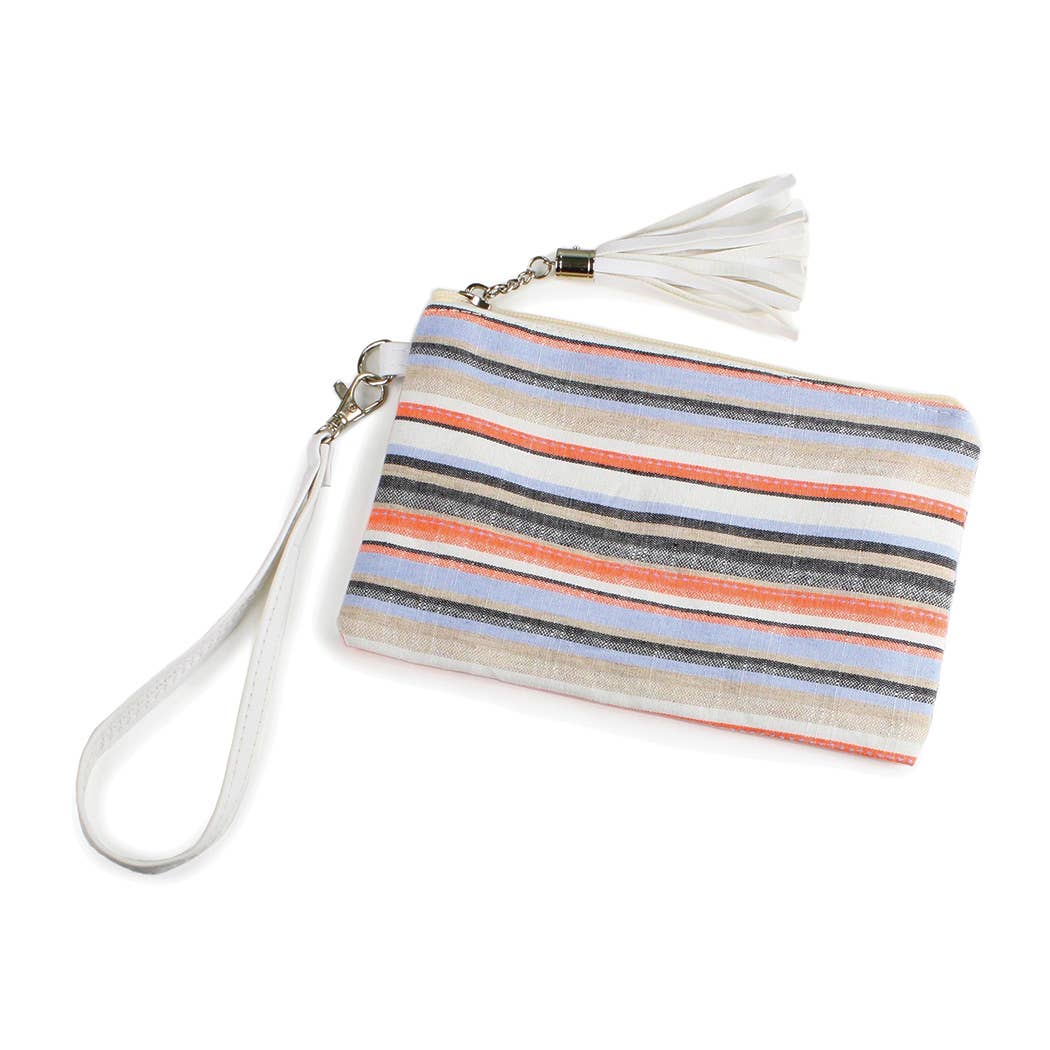 Multicolored-Striped Wallet with Wristlet