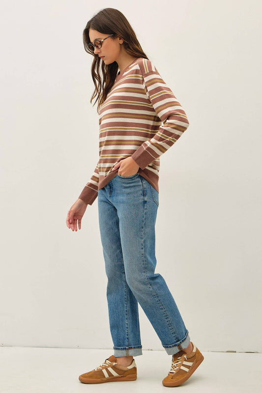 SEPIA LIGHT WEIGHT STRIPED SWEATER