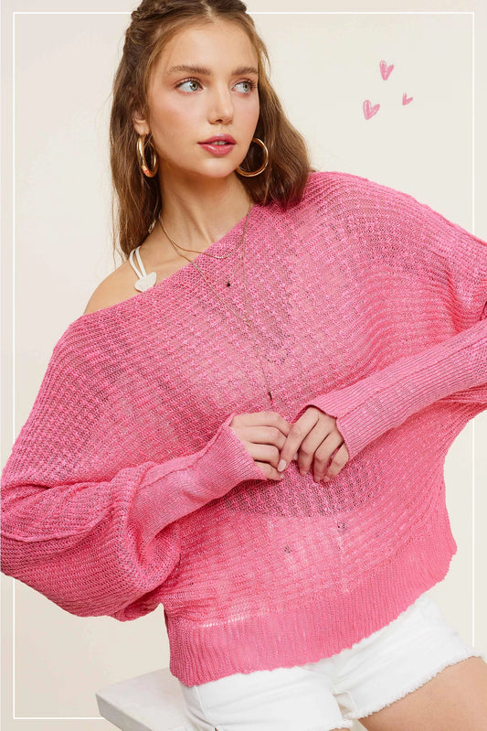 Flamingo Lightweight Dolman Sleeve Summer Sweater