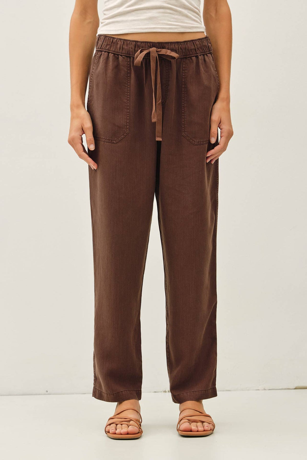 DEEP CHOCOLATE TENCEL TAPERED PANTS